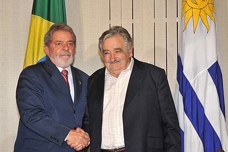Mujica with the president of Brazil, Lula da Silva, in 2010.